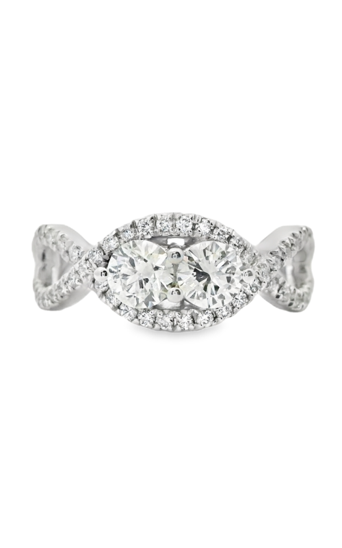 Alluring Two Stone Diamond Ring in 14k White Gold