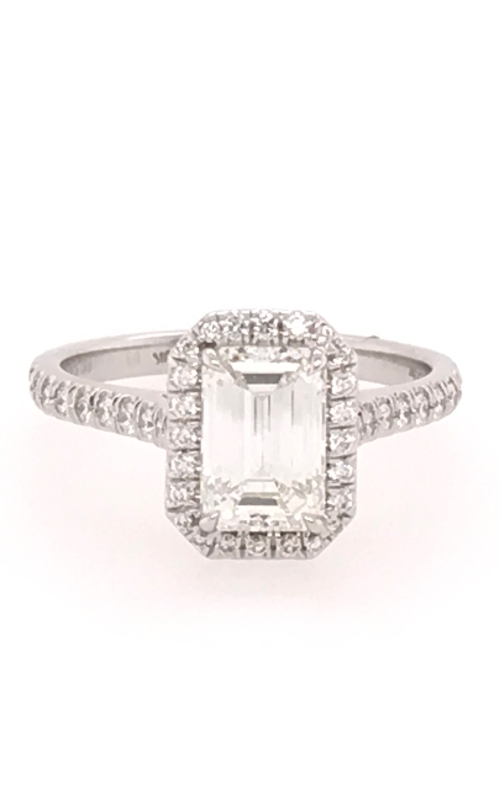 Stunning Halo Engagement Ring in 18K White Gold