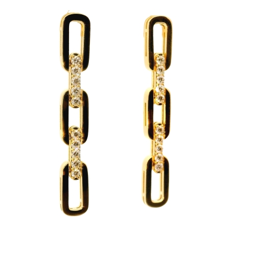 Triple store Link Chain 18K Dangling Earrings NEW