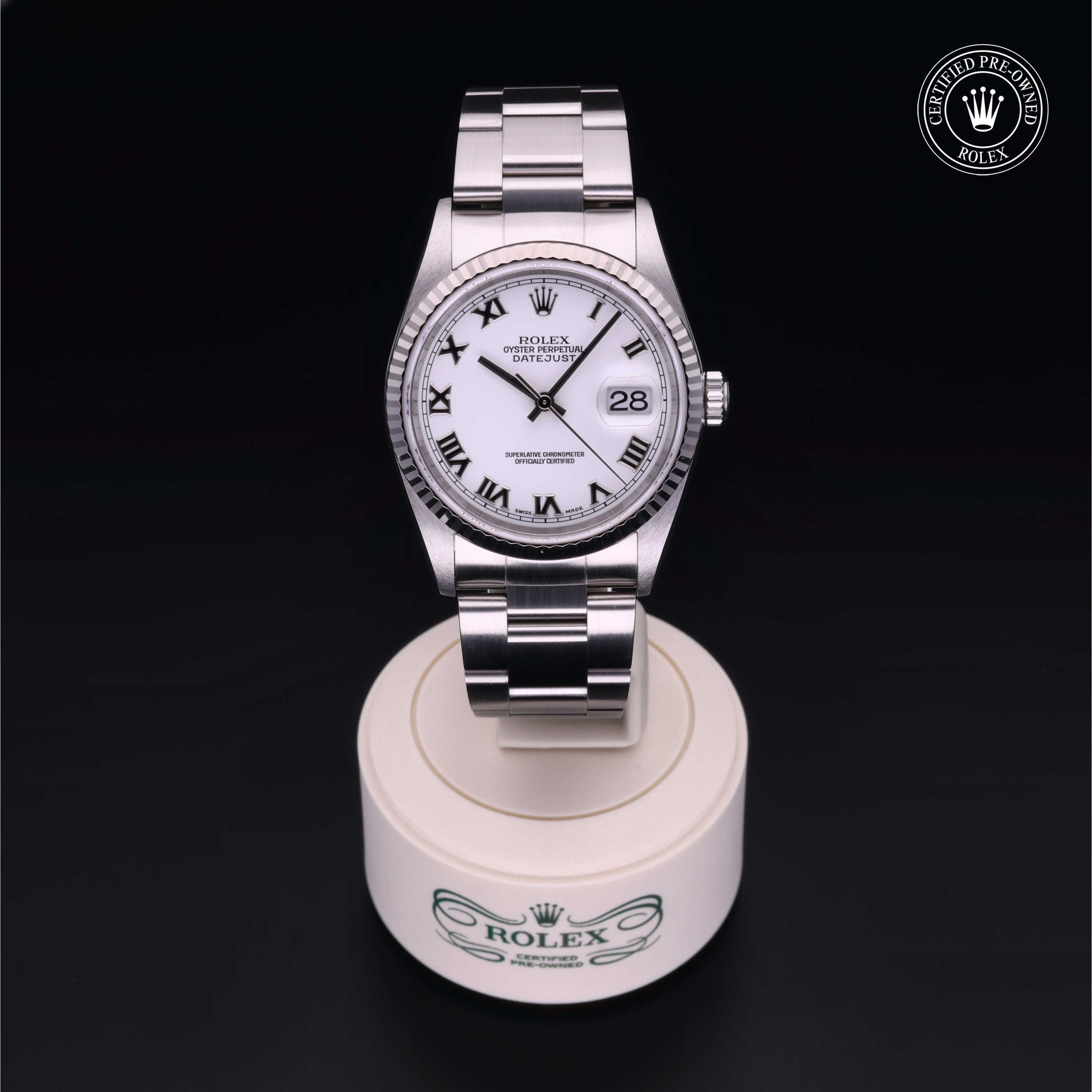 Rolex Datejust in Oystersteel and white gold M16234-0045 at Gruno's Diamonds