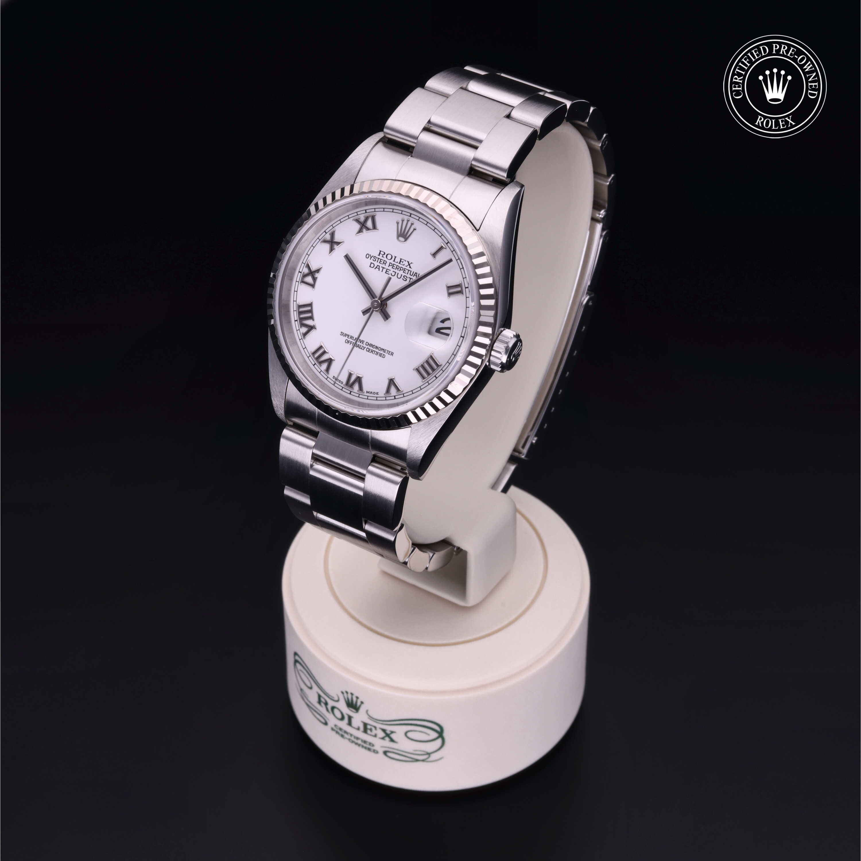 Rolex Datejust in Oystersteel and white gold M16234-0045 at Gruno's Diamonds